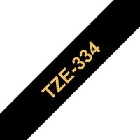 Brother Schriftband TZe-334 (lam) Gold auf Schwarz 12mm x Tintenpatrone