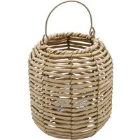 Spetebo Dekoobjekt Rattan Windlicht natur (für Kerzen, 1 St., 23 x 19 cm), Bast Laterne mit Bügel zum Hängen
