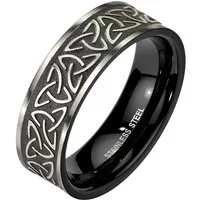 BUNGSA Fingerring 57 (18.1) Ring Keltenknoten Silber/Schwarz aus Edelstahl Unisex (Ring, 1-tlg), Unisex