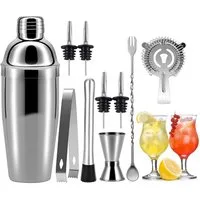 LuxusKollektion Cocktail Shaker Edelstahl Cocktailshaker Set 750ML 10-Teiliges Profi Bar Kit