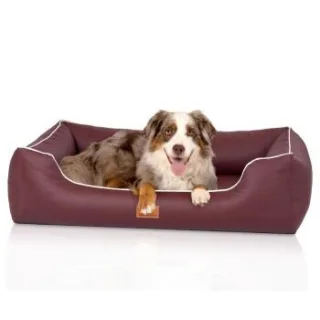 Knuffelwuff orthopädisches Hundebett aus Kunstleder Lovelock bordeaux M-L