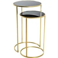 HAKU Beistelltisch Sofatisch, Wohnzimmertisch (Set, 2-St., 2er Set), rund - aus Metall Gold - Ø/H 30/50 und 35/60 cm