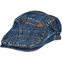 Cool4 Flat Cap Schiebermütze DENIM Jeans Lederapplikation Verstellbar