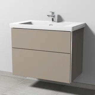 Sanipa 3way Waschtischunterbau zu Villeroy & Boch Subway 3.0 Waschtisch mit 2 Auszügen, Sandgrau-Mat BS84867