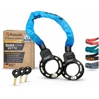 firstsafe Kettenschloss Handschellenschloss für E Scooter Schloss und Fahrrad 90 cm, 360° drehbar, Silikonbeschichtung, 8 mm Stahlkette
