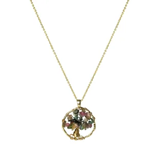 Collier Luxenter, Collier aus Metalllegierung und mehrfarbigen Turmalinen, 18K vergoldet