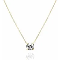Jumpeak Kette mit Anhänger 585 Gold, 1-Karat-Diamant im Rundschliff, Damenhalskette, schlichte Einzelkette, geeignet für Frauen und junge Mädchen!