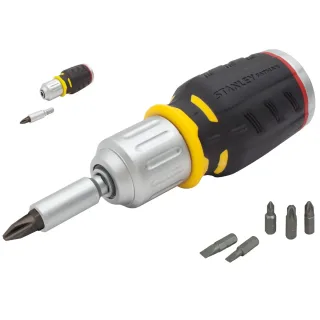 STANLEY FATMAX Bit-Schraubendreher kurz mit Ratsche 6 Bits: 5mm 6,5mm PH1, PH2, PZ1, PZ2 - FMHT0-62688