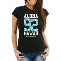 Neverless Print-Shirt Damen T-Shirt Aloha Hawaii Summer Palm Leafs Slim Fit mit Print