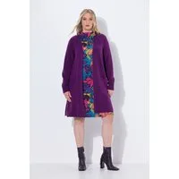 Ulla Popken Strickjacke Long-Strickjacke offene Form V-Ausschnitt