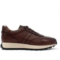 Celal Gültekin Retro Low-Top Schnürung Profilsohle Herren Sneaker Glattleder, Antik-Finish, Retro-Sohle, Braun, 42
