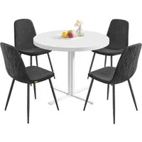VASAGLE Essgruppe Runder Tisch mit Esszimmerstühlen, Essgruppe, (5-tlg), Küchentisch 80x80x74.8cm, 4 Esszimmerstühlen je 55 x 43,5 x 85,5 cm