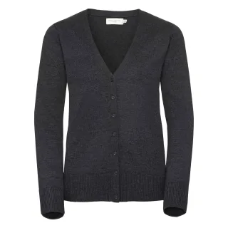 Russell Collection Damen/Damen Strickjacke mit V-Ausschnitt (Charcoal Marl)