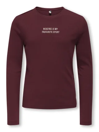 KIDS ONLY - KOGEMMENA LIFE EMB L/S O-NECK JRS Cabernet - Gr. - 152