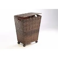 locker Wäschekorb, Polyrattan, mit Rollen