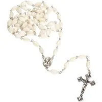 Kassis Geschenkartikel Kette ohne Anhänger Rosenkranz mit ovalen Perlen aus Perlmutt, handgemacht, aus Bethlehem, Gebetskette, Christlicher Schmuck