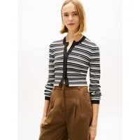 Tommy Jeans Strickjacke TJW CREW NECK STRIPE CARDI EXT reine Baumwolle, Streifen Look