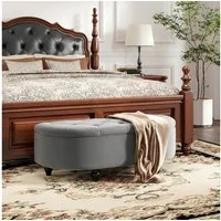 HOMCOM Sitzbank mit geöffnetem Deckel, Velvet-Touch (Bank, 1-St., Hocker), für Wohnzimmer, Dunkelgrau