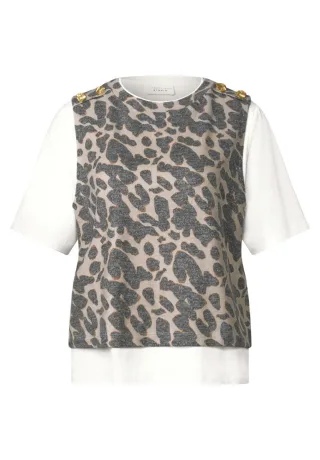 Street One - 2-in-1 Shirt mit Animalprint beige/braun/schwarz - Gr. - 34