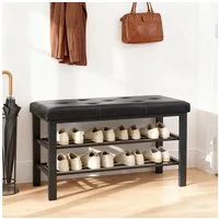 ANYSUN Schuhbank mit Sitzkissen, Schuhregal mit 3 Ebenen, aus Metall und Kunstleder (1-St), Schuhaufbewahrung für Wohnzimmer Eingangsbereich, 80 x 30 x 50 cm
