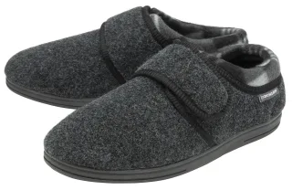 Klettverschluss Hausschuhe für Männer | Dunlop | Memory Foam | Orthapedic | Easy Close | Haus Schlafzimmer Indoor - Charcoal