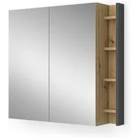 Vicco Badezimmerspiegelschrank Edelin, Artisan/Anthrazit, 80 x 75 cm mit Regalen (1-St)