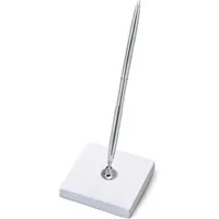 partydeco Kugelschreiber, Stifthalter mit Kugelschreiber 8x8x16cm weiß / silber