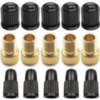 Pitlane Performance Ventilkappe Fahrradventil Adapter Set, (15-St., Fahrradzubehör, Luftpumpe Adapter Set), Adapter Französisches Ventil Dunlop & Presta auf Autoventil (Schrader)