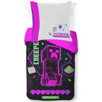 Minecraft Kinderbettwäsche Minecraft Cyber Neon, Linon, 2 teilig, 100% Baumwolle