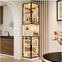 MODFU Vitrine Elegante Vitrine mit Kippschutz & doppelten Glastüren in Weiß (Packung, 1-St., Verspiegelte Rückwand verleiht Ihrer Sammlung beeindruckende Tiefe) 42x205x44 cm, mit vielfältig einstellbarer LED-Beleuchtung