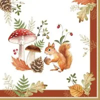 EasyLife Papierserviette Autumn Breeze, Höhe: cm, Farbe: Weiß, Motiv: Herbst, Blätter, Eichhörnchen