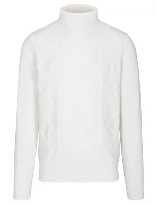 COMMANDER Finest Clothing - Rollkragen Pullover, 1/1 Arm snow white - Gr. - XL