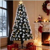 WILGOON Künstlicher Weihnachtsbaum Künstlicher Weihnachtsbaum, dichter Tannenbaum zu Weihnachten, 120 cm Baum mit LED & Faseroptik, Strahlende Farben, moderne Optik