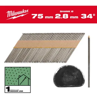 Milwaukee D-Kopf-Nägel 34° Glattschaft SC1 2.200 Stück, blank - 4932492597