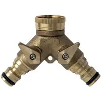 Westfalia Werkzeug 2-Wege Verteiler Wasserverteiler 2 Wege für 1/2' + 3/4', Wasserhahnanschluss /Wasserhahnstecker