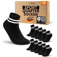 sockenkauf24 Sportsocken 10 Paar kurze Tennissocken Quarter Sportsocken Herren Damen Baumwolle (10-Paar) verstärkte Ferse & Fußspitze, gepolsterte Sohle, Atmungsaktiv