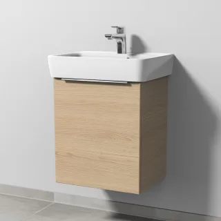 Sanipa 3way Waschtischunterbau zu Geberit Renova Plan Waschtisch mit 1 Tür, Eiche-Nordic UM87248