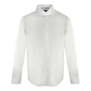 Aquascutum Herren Einfärbiges Langarmhemd (Weiß)