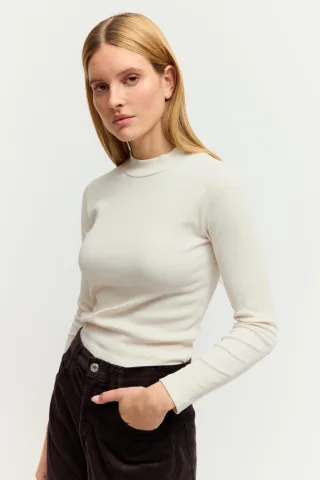 THE FASHION PEOPLE - NOS rib Turtleneck 252 STONE DUST - Gr. - S