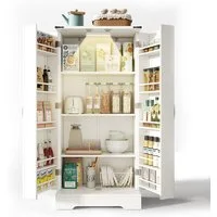BlingBin Eckschrank Bauernhaus Aufbewahrungsschrank LED-Speiseschrank (1er Set, 1-St., 60 x 35 x 128,5 cm) freistehender Bodenschrank für Küche, Wohnzimmer, Esszimmer