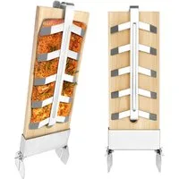 FIVMEN Räucherbrett Flammlachsbrett aus Massivholz mit Fischgräte Edelstahlhalterung, (2-St), verstellbar 2er/4er Setfür Grill Feuerschale Garten BBQ