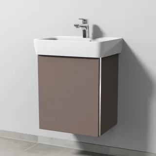 Sanipa 3way Waschtischunterbau zu Geberit Renova Plan Waschtisch mit 1 Tür, Taupe-Matt BP8721T