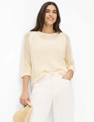 Brax Damen Strickpullover Style NALA dark ecru, Beige, Gr. 36