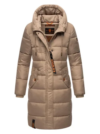 Marikoo Damen Winterjacke – Lange Steppjacke mit Kapuze & vielen Taschen
