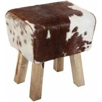 Casa Moro Sitzhocker Echtleder Fellhocker Benisha Kuhfell Optik Retro Hocker Turnbock (Weihnachtsdeko, Braun Weiß gefleckt), Handmade Sitzhocker eine Kult Polsterhocker HH3012