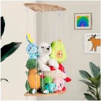ONVAYA Kinderregal Kuscheltier-Regal ǀ platzsparend ǀ Echtholz mit Gummibändern