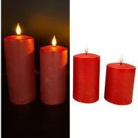 Online-Fuchs LED-Kerze - 4 metallic LED-Kerzen mit Touch-Funktion und 6-Stunden Timer, Set (Silberblau, Champagner, Rot, Weiß & Berry, realistische Kerzenflamme), aus Echtwachs gefertigt - 546