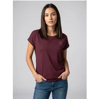 SUBLEVEL T-Shirt Damen Basic T-Shirt Logoprint Modal-Baumwolle T-Shirt mit Ärmelaufschlag