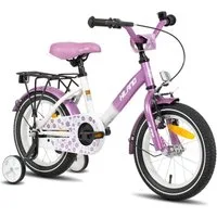 HILAND Kinderfahrrad Starry 12/14/16 Zoll Mädchenfahrrad, 1 Gang, Mit Handbremse, Rücktrittbremse, Gepäckträger, Kotflügel, Hilfsrad