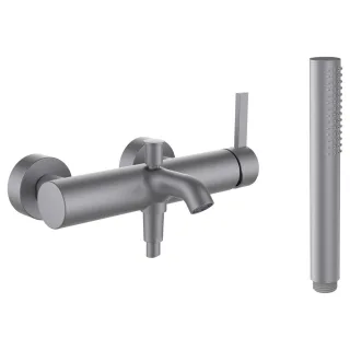 LAUFEN Wannenarmatur Aufputz Kartell LAUFEN mit Zubehör Kunststoffschlauch 1800 mm und Handbrause Tw H3213370901411